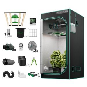 Mars Hydro FC-E3000 Complete Grow Tent Kits LED Grow Light+100x100x180cm Indoor Tent+4″ Ventilation System