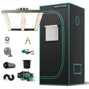 Mars Hydro FC-E1500 LED Grow Light+70x70x160cm Complete Grow Tent Kits with iFresh Inline Fan